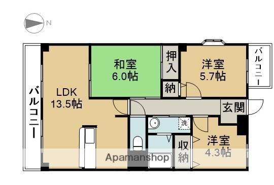 エルグランド(3LDK/4階)の間取り写真