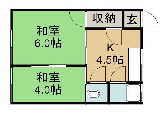 コーポ近藤(2K/2階)の間取り写真