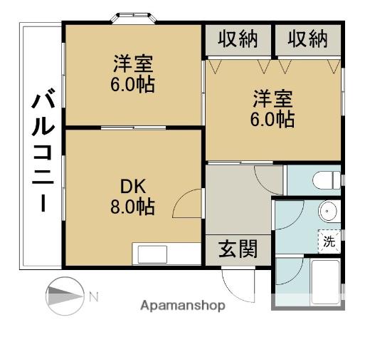 コーポアリス(2DK/2階)の間取り写真