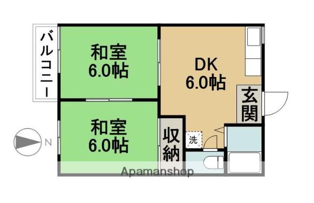 ファミール伏木(2DK/2階)の間取り写真