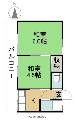 みやこ荘(2K/2階)の間取り写真