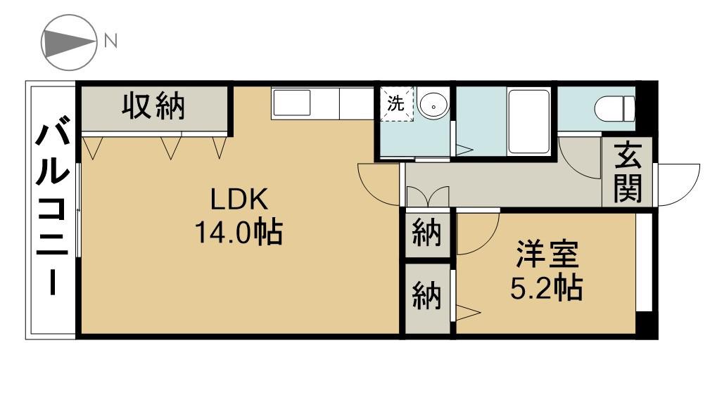 グリーンヒルズ(1LDK/3階)の間取り写真