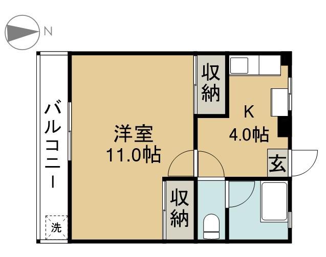 横井マンション(1K/1階)の間取り写真