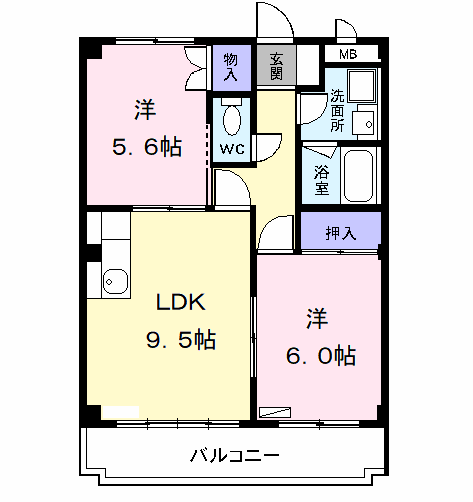 アーバンステージY・S(2LDK/3階)の間取り写真