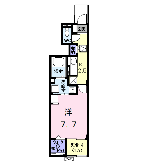 K.F.K.アルバ TWO(1LDK/1階)の間取り写真