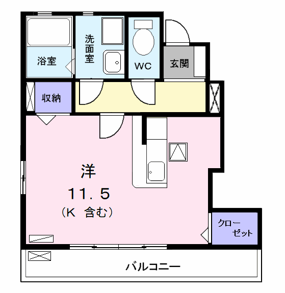 シャトレ純Ⅱ(ワンルーム/1階)の間取り写真