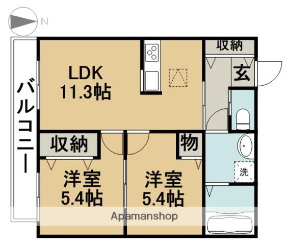 ソシア伊吹(2LDK/1階)の間取り写真