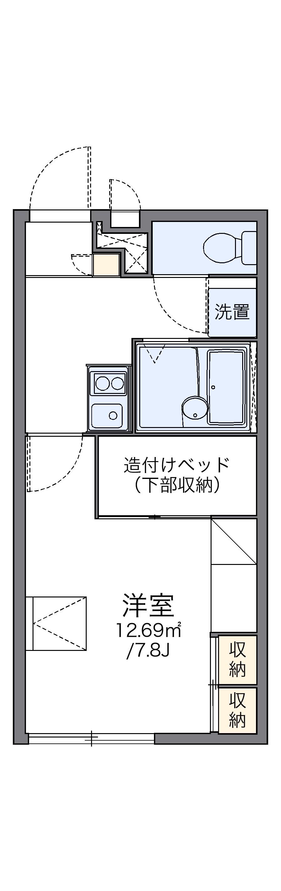 レオパレス桂(1K/1階)の間取り写真