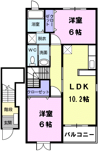 ライタス(2LDK/2階)の間取り写真