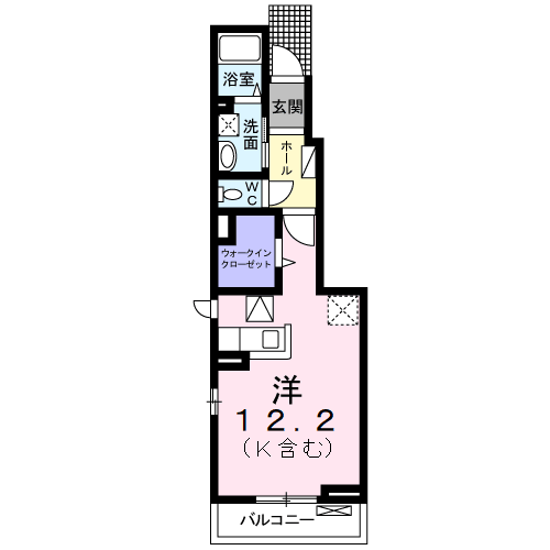 ラヴィータⅢ(ワンルーム/1階)の間取り写真