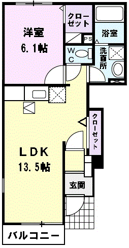 グレイスコートⅢ(1LDK/1階)の間取り写真