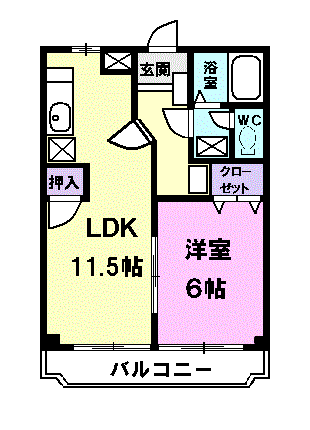 パークサイド・タカクワ(1LDK/3階)の間取り写真