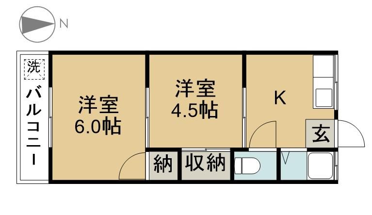 コーポ坂田(2K/2階)の間取り写真