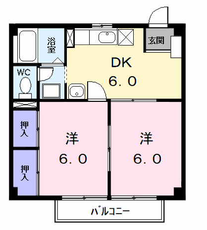 メゾンアドニス(2DK/1階)の間取り写真