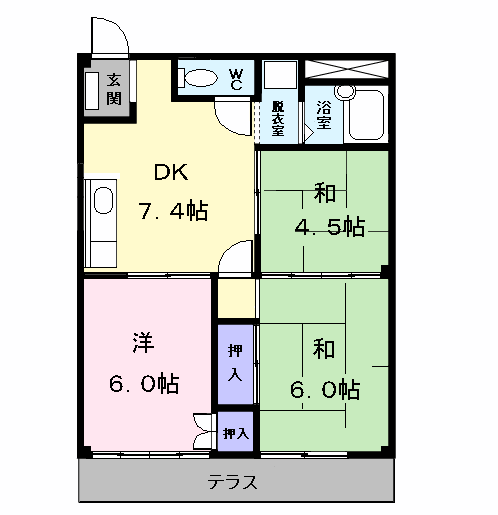 シティハイツ人見A(3DK/1階)の間取り写真