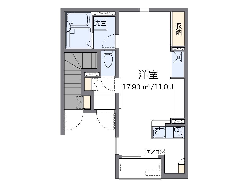 ミランダ御供所(ワンルーム/1階)の間取り写真