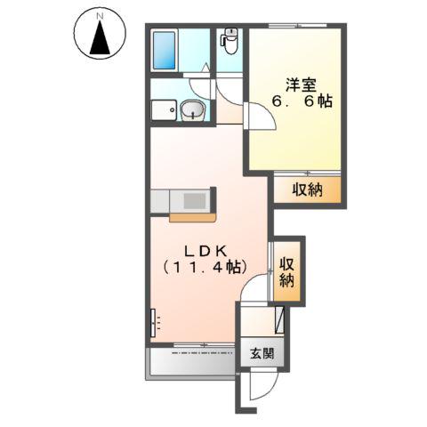 メルベーユライフ(1LDK/1階)の間取り写真