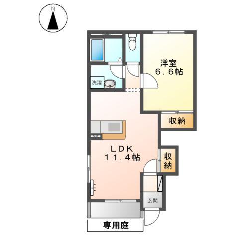 ドゥ アンジェロ(1LDK/1階)の間取り写真