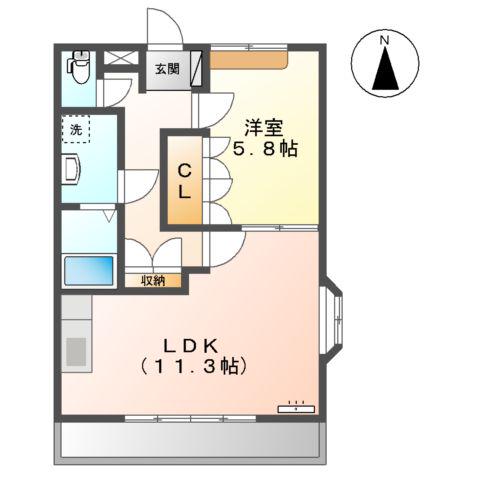 ティアリークリスタル(1LDK/2階)の間取り写真