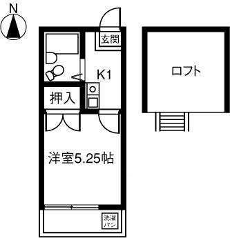 LIVEX小池B棟(1K/2階)の間取り写真