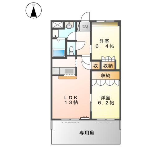 インペリアルコート(2LDK/1階)の間取り写真