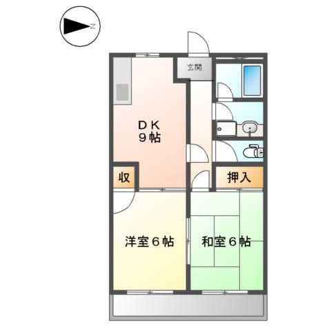 シャトーエルク(2LDK/2階)の間取り写真