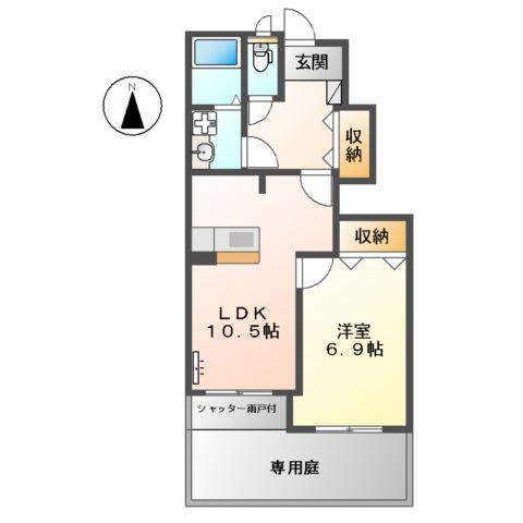プチヴィラージュⅡ(1LDK/1階)の間取り写真