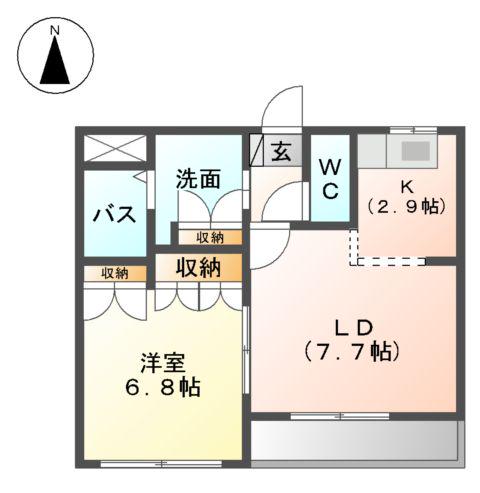 シャンティ(1LDK/2階)の間取り写真