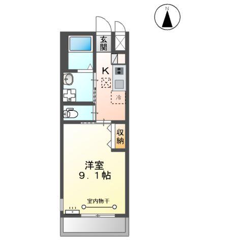 オーシャンⅡ(1K/1階)の間取り写真