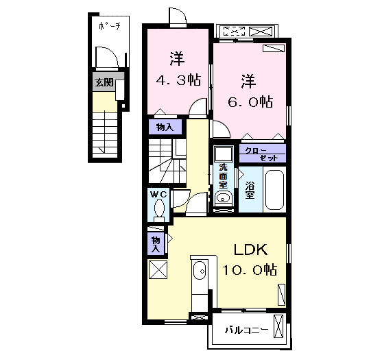 ガーデンハウスN(2LDK/2階)の間取り写真