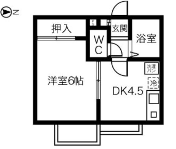 HAUSKA TALO INABA(1DK/1階)の間取り写真