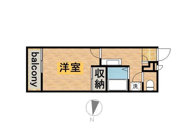 レオパレスうみのかぜ(1K/2階)の間取り写真