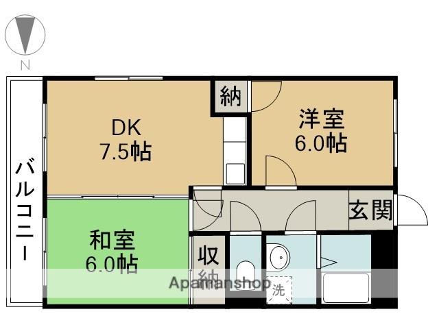 福田マンション(2DK/4階)の間取り写真