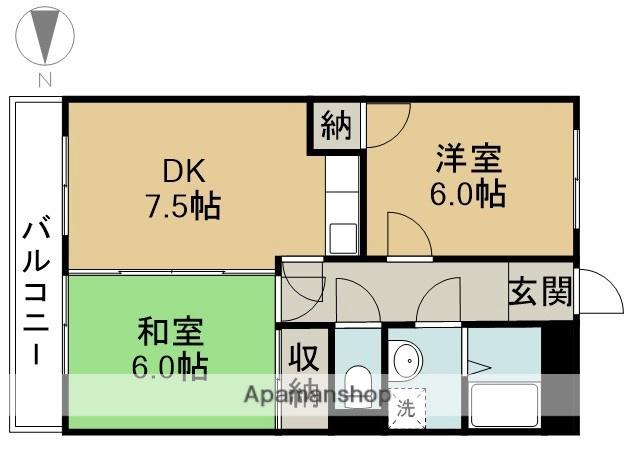 福田マンション(2DK/3階)の間取り写真