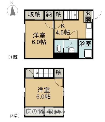 下田アパートメント(2K/2階)の間取り写真