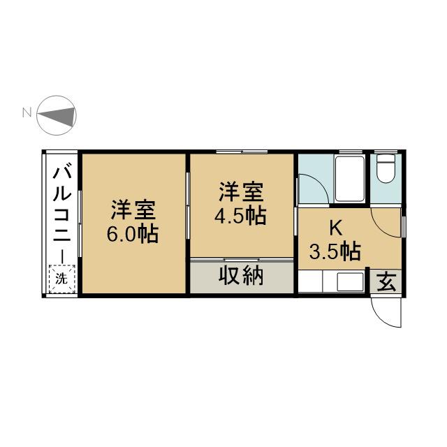 吉田コーポ(2K/4階)の間取り写真