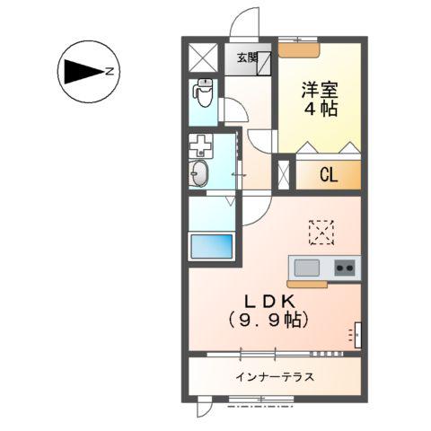 ソアール・エルク(1LDK/1階)の間取り写真
