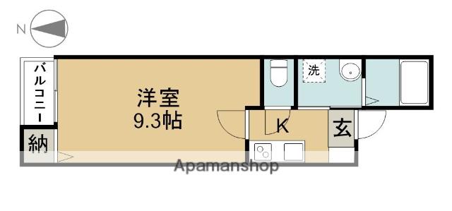 LECOCON稲沢Ⅱ(1K/2階)の間取り写真