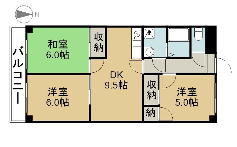 サンモール西鳥(3DK/3階)の間取り写真
