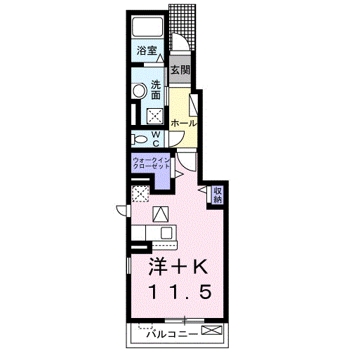 エレガント キャッスルⅢ(ワンルーム/1階)の間取り写真