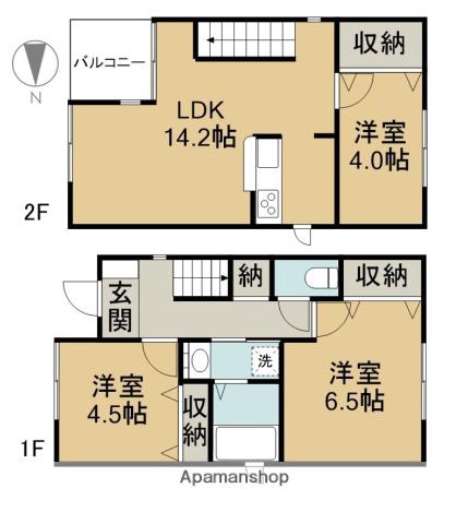 東海道本線 稲沢駅 徒歩10分 2階建 築2年(3LDK)の間取り写真