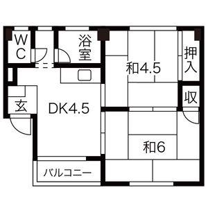 コーポ三本木(2DK/1階)の間取り写真
