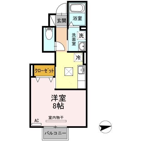 あま篠田荘(1K/1階)の間取り写真