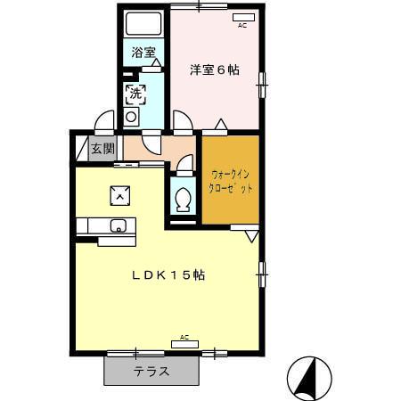 アメニティ・スリーオーB棟(1LDK/1階)の間取り写真