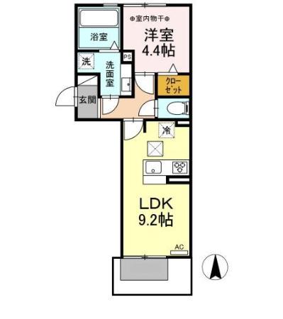 カサグランデ松下(1LDK/1階)の間取り写真
