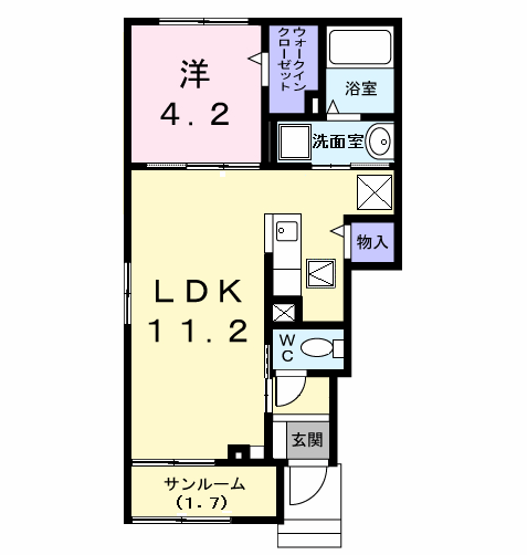 TWINS A(1LDK/1階)の間取り写真