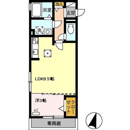 サン・イースト(1LDK/1階)の間取り写真