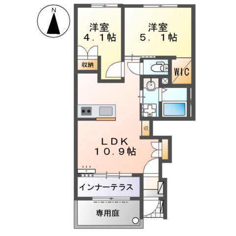 プランドール 慶(2LDK/1階)の間取り写真