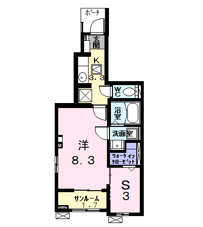 コンフォート(1K/1階)の間取り写真