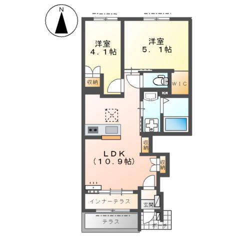 ドエル・カルミア(2LDK/1階)の間取り写真